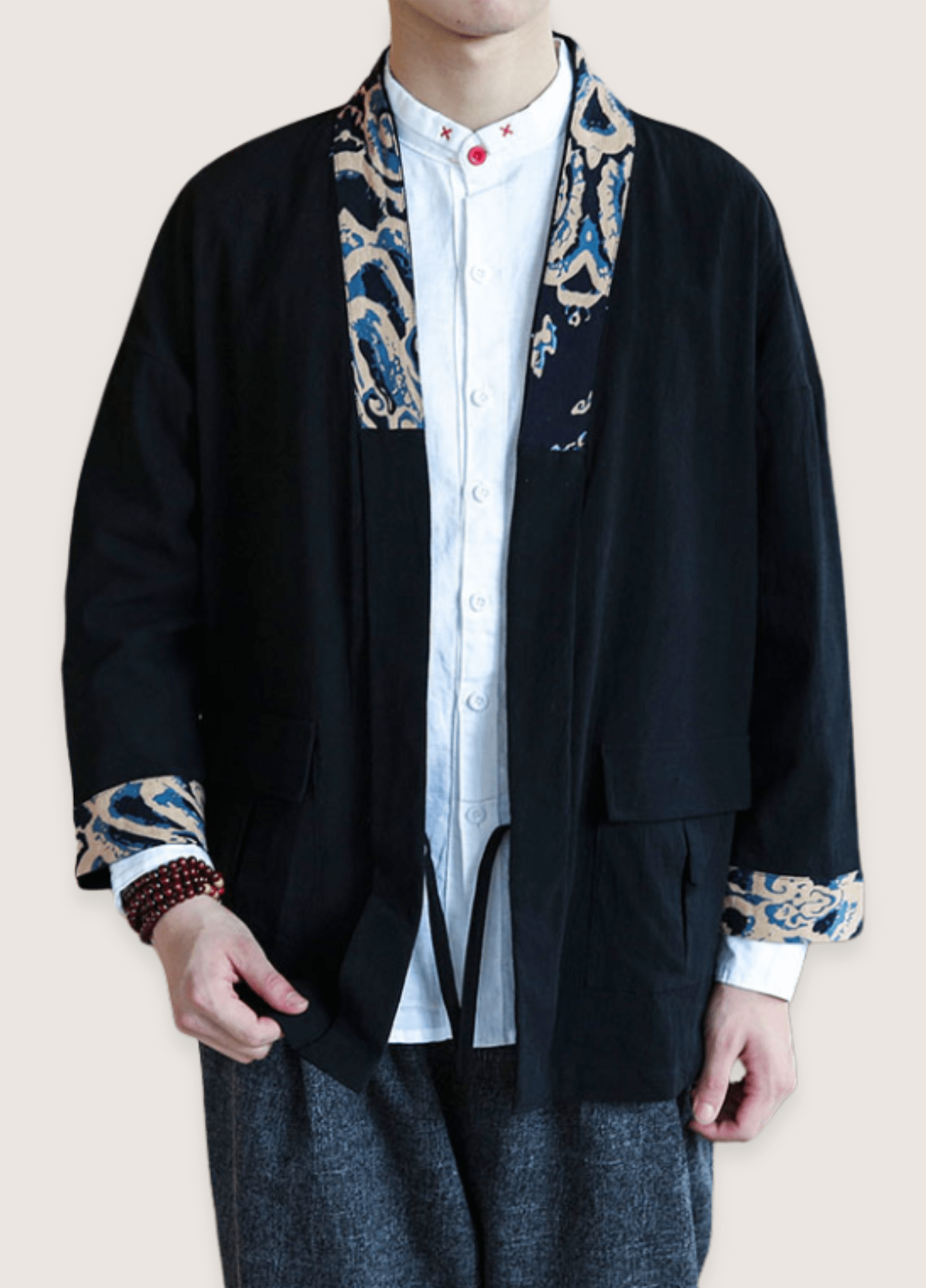 Veste kimono noire | Cardigan Contemporain