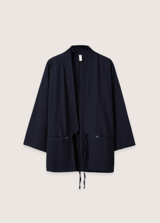 Veste kimono noire | Cardigan Minimaliste noir / M