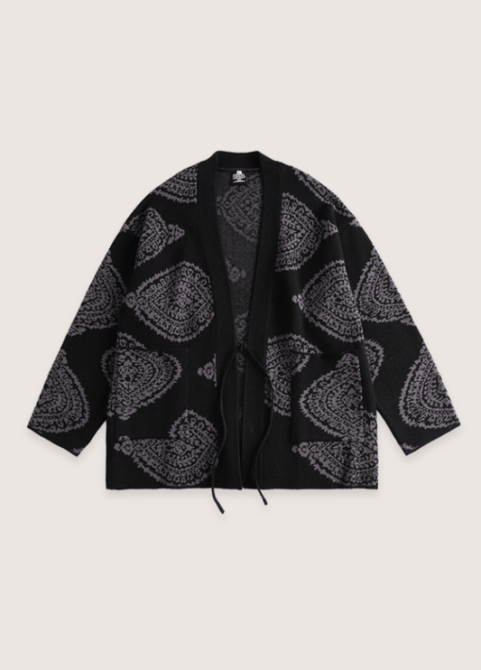 Veste kimono noire | Motifs Paisley Veste kimono noire | Motifs Paisley noir / M